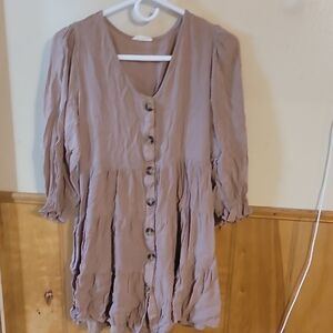 Elegant Mauve Button-Down Dress